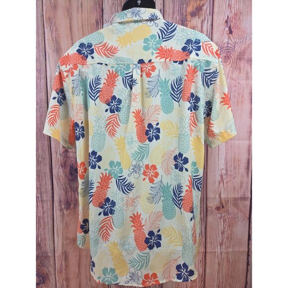Departwest Performance Mens X-Large Hawaiian Shirt Tropical Pineapple Print - Picture 2 of 7